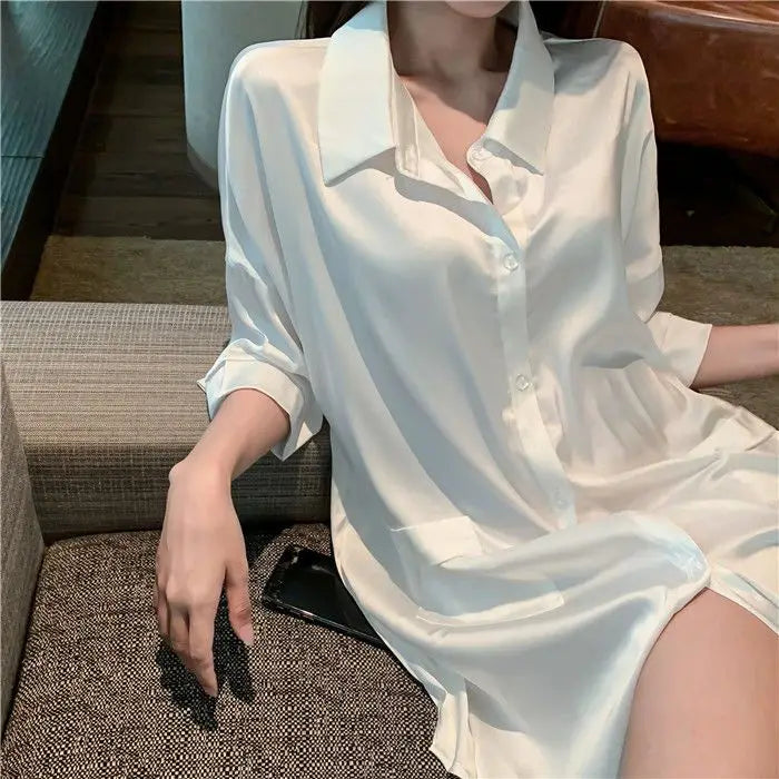 Chemise Soie Style Pyjama — vue 7