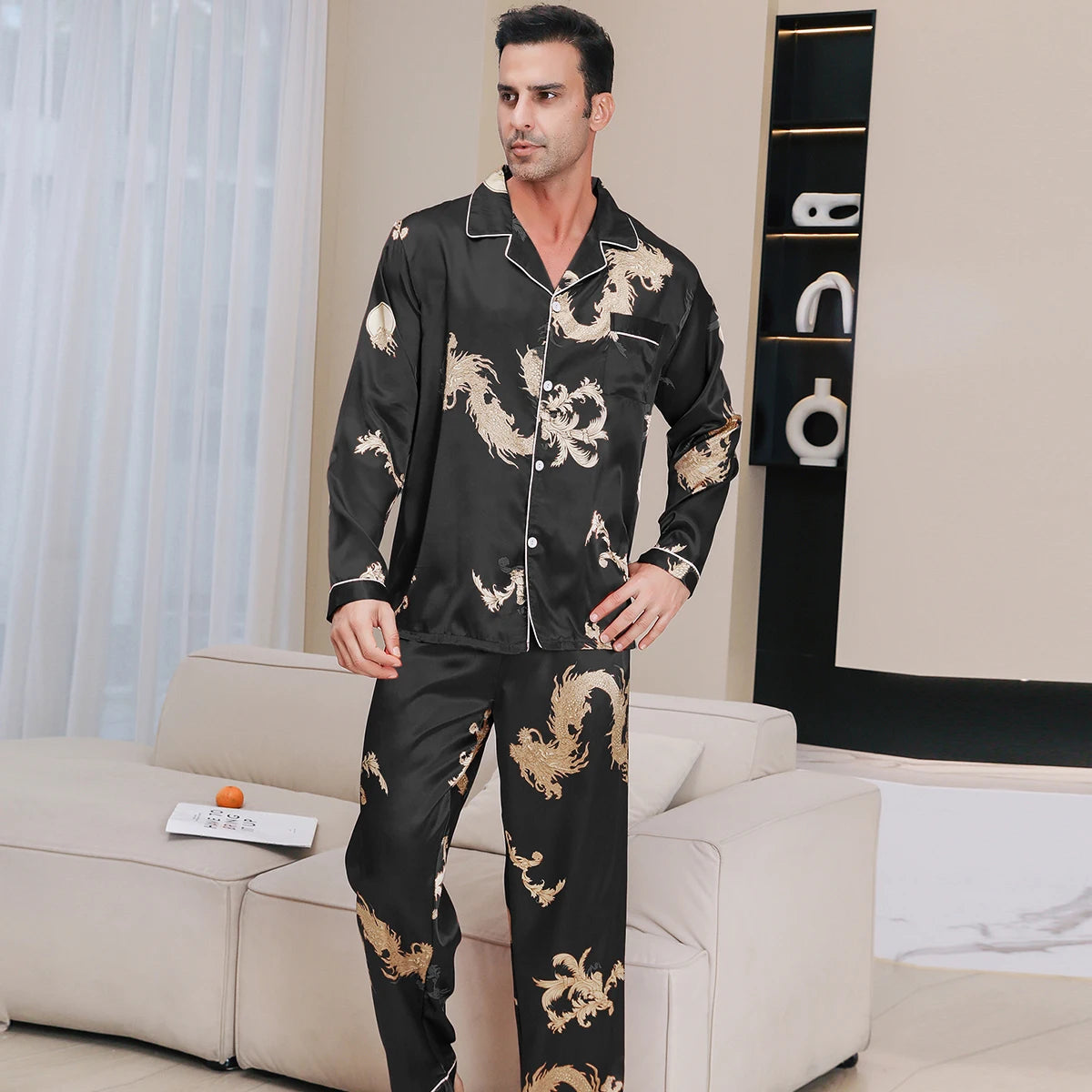 Kimono Homme Pyjama Soie — vue 4