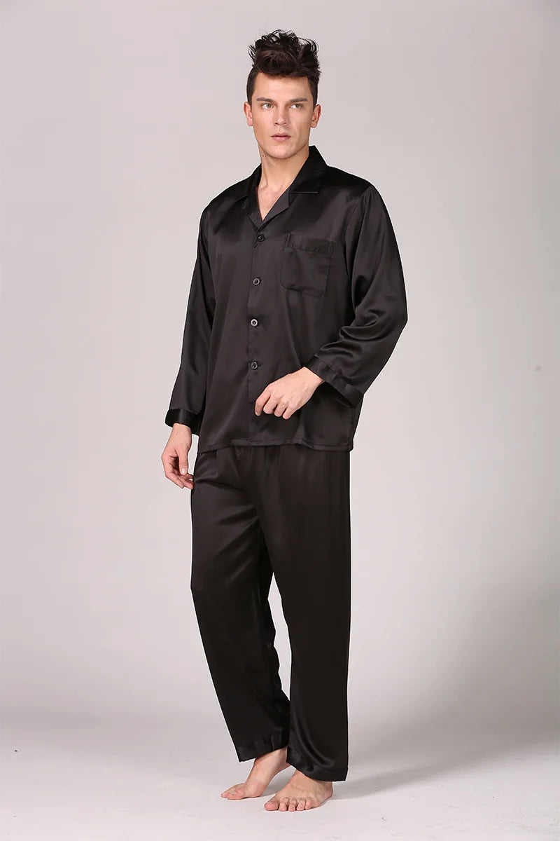 Pyjama Homme Soie Noir — vue 2
