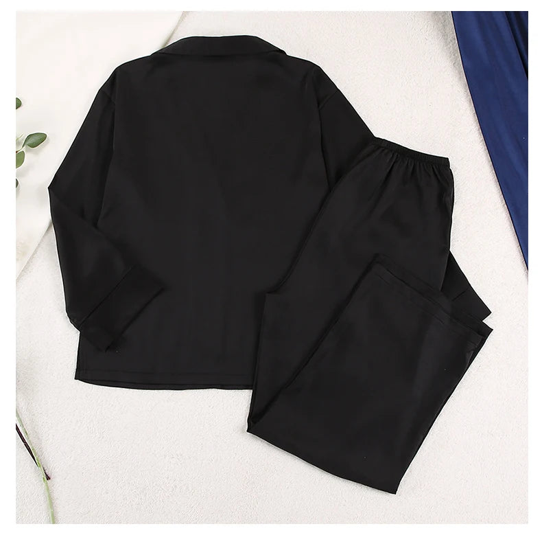Pyjama Soie Noir Femme — vue 5