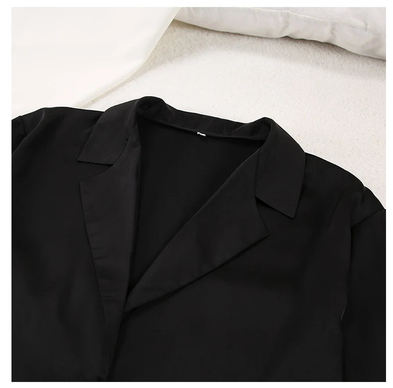Pyjama Soie Noir Femme — vue 6