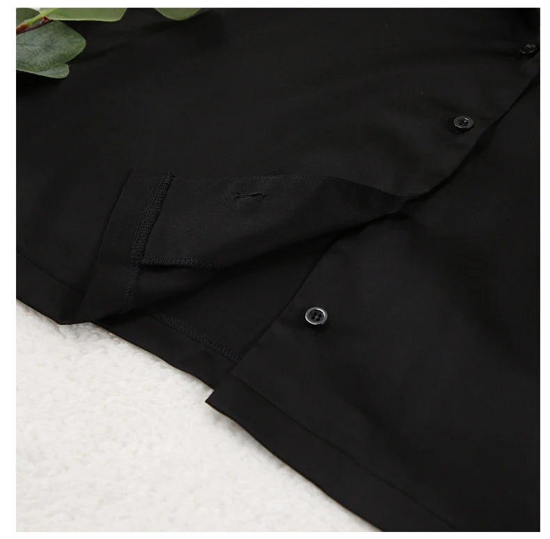 Pyjama Soie Noir Femme — vue 8